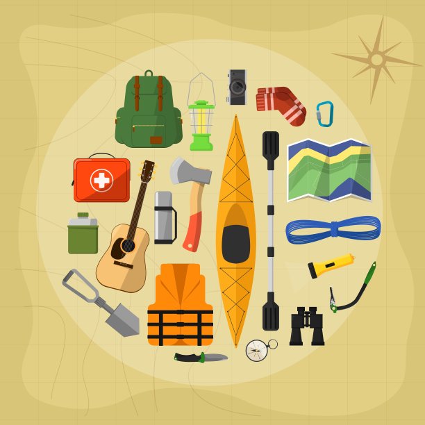 露营设备符号和图标图片下载