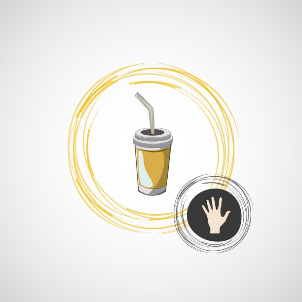 纸玻璃杯与饮料素描图片下载