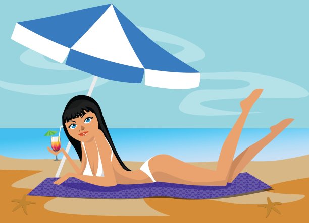 女孩日光浴图片下载