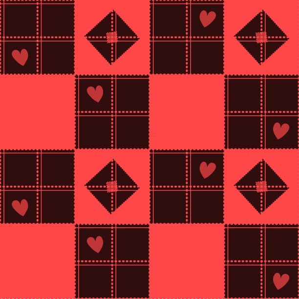棋盘红心情人节背景图片下载