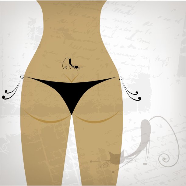 比基尼屁股和优雅的猫纹身图片下载