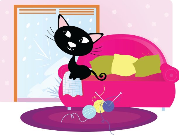 圣诞猫坐在沙发上图片下载