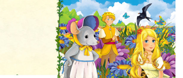 卡通场景与美丽的精灵女孩在自然插图图片下载