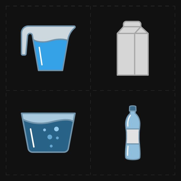 四个现代平板酒吧图标图片下载