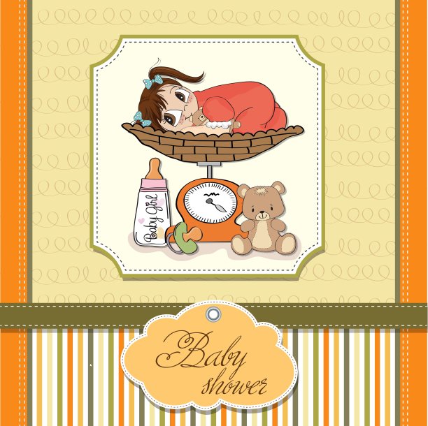 体重秤上的漂亮女婴图片下载