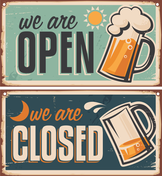 复古的锡门标志设置酒吧图片下载