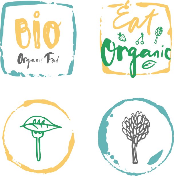 生物有机食品标签套装图片下载