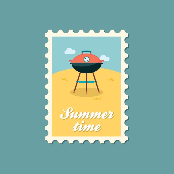 烧烤邮票暑假图片下载