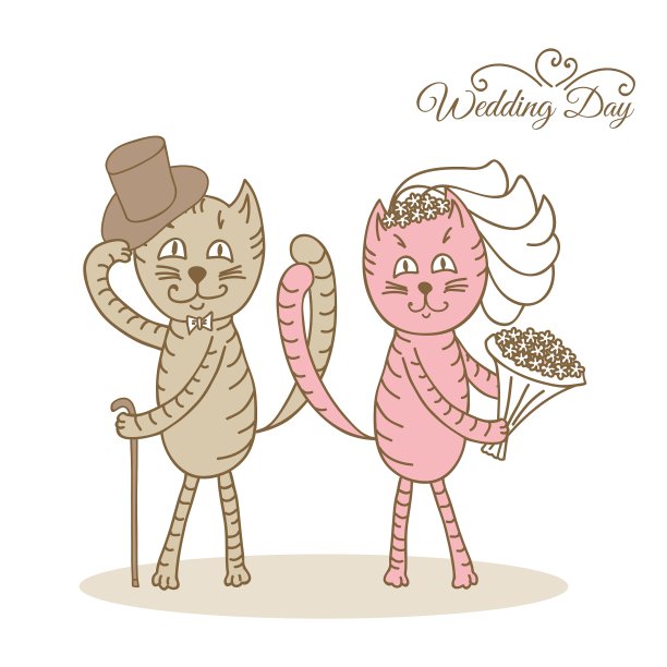 卡片结婚的日子喜欢猫图片下载