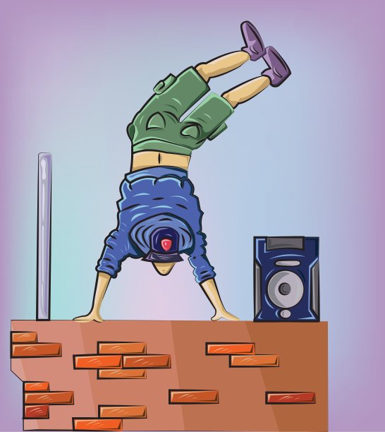 砖墙上的霹雳舞图片下载