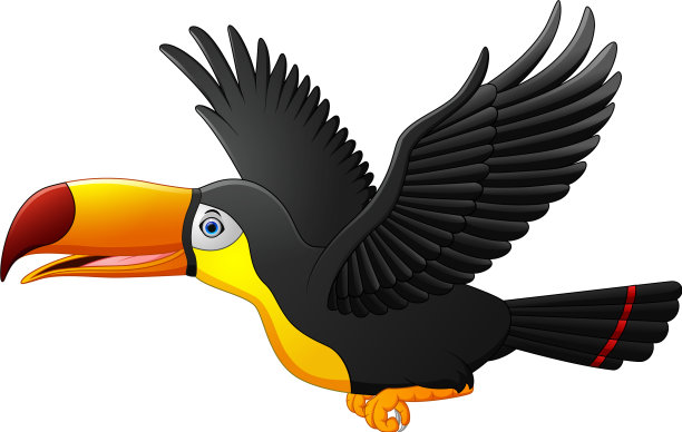 可爱的卡通巨嘴鸟飞行图片下载
