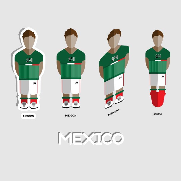 墨西哥足球队运动服模板图片下载