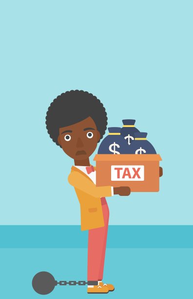 被锁链锁着的女商人，拎着装满税的袋子图片下载