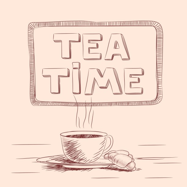 一杯茶的素描图片下载