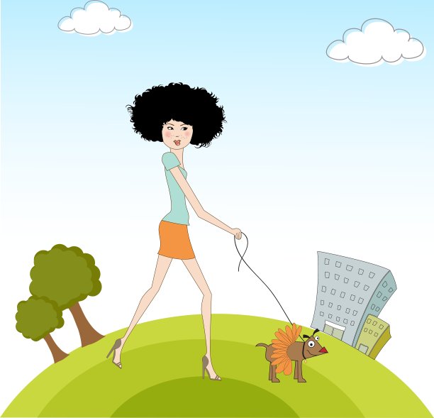 漂亮的年轻女士和她的狗图片下载