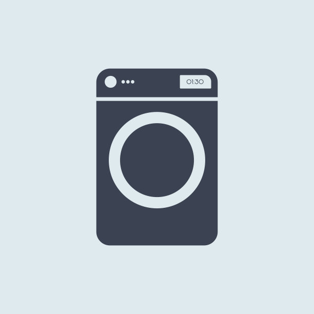 洗衣机图标。矢量符号在平面简单的风格蓝白色图片下载