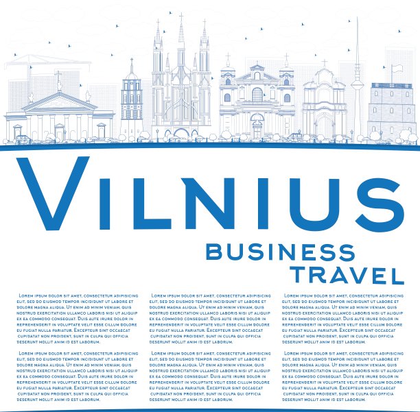 用蓝色地标勾勒维尔纽斯的天际线图片下载