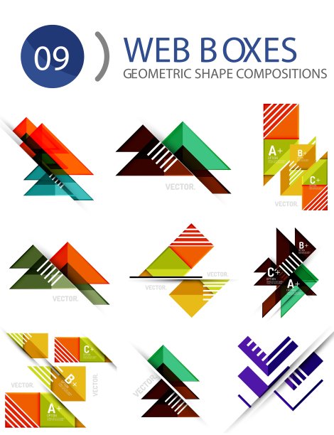 一套带有按钮和样本的web互联网盒子图片下载