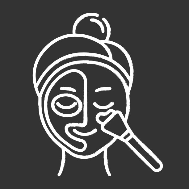 应用热屏蔽粉笔图标。皮肤护理程序。面部美容治疗来打开毛孔。洁面产品。皮肤病、化妆品、化妆。孤立矢量黑板插图图片下载