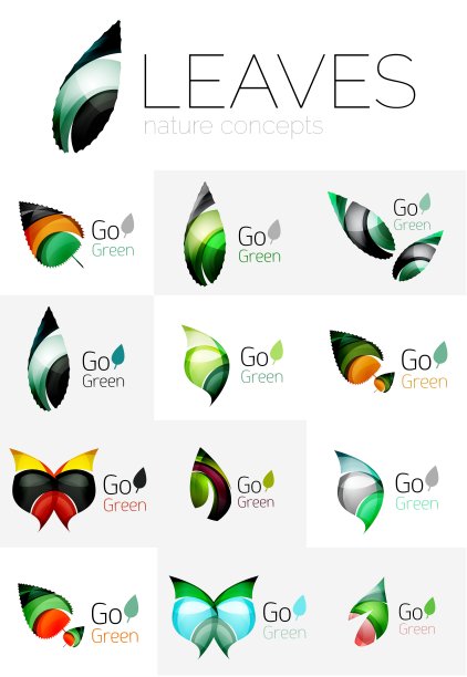 未来设计生态叶标志集图片下载