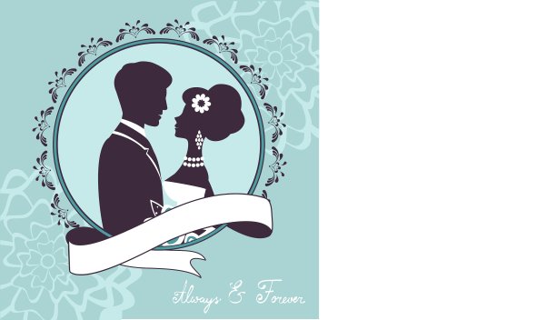 优雅的新婚夫妇剪影图片下载