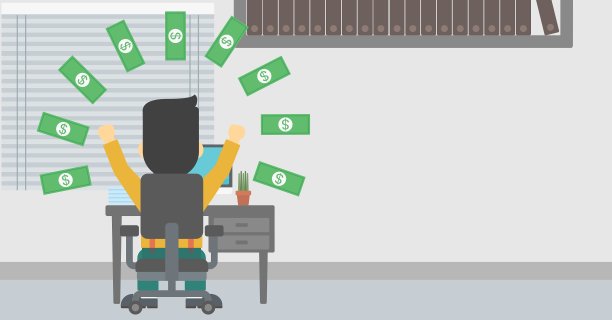 成功的商人下了金钱的雨图片下载