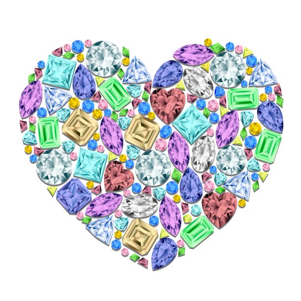 心脏由不同的宝石制成图片下载
