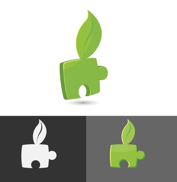 叶子绿色的拼图图标符号图片下载