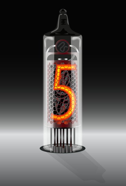 数字5在老式电子管显示器上图片下载