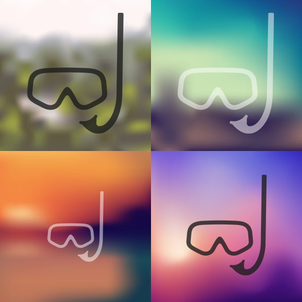 水下呼吸器图标上模糊的背景图片下载