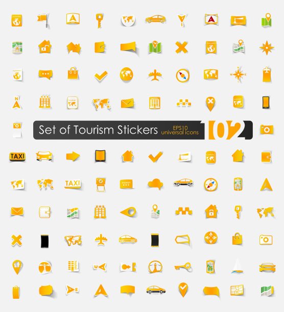 旅游贴纸套装图片下载