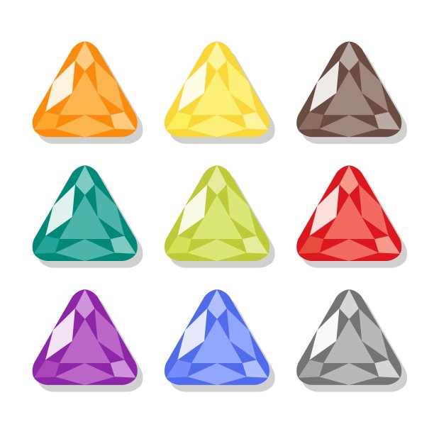 卡通三角形宝石图标集图片下载