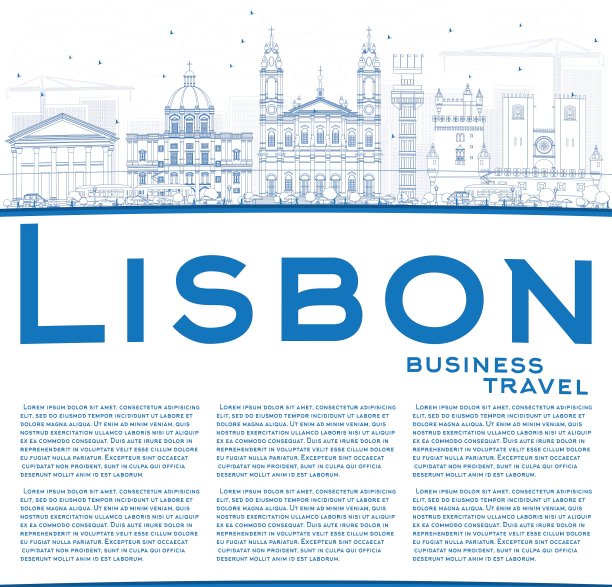 用蓝色建筑勾勒出里斯本的天际线图片下载