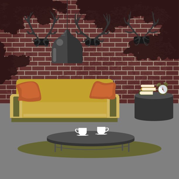 现代室内客厅在Grunge风格图片下载