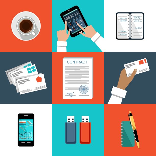 一套办公用品的图像图片下载