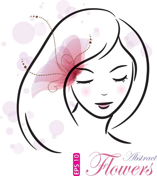 带粉红花的女孩图片下载