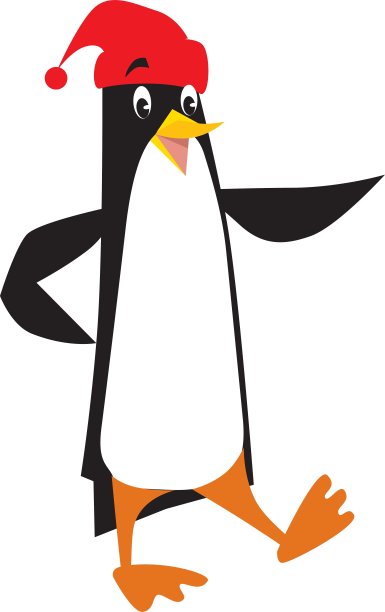 戴着带绒球帽的有趣企鹅图片下载