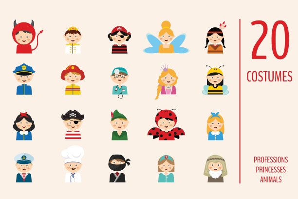 孩子们穿着不同的服装图片下载