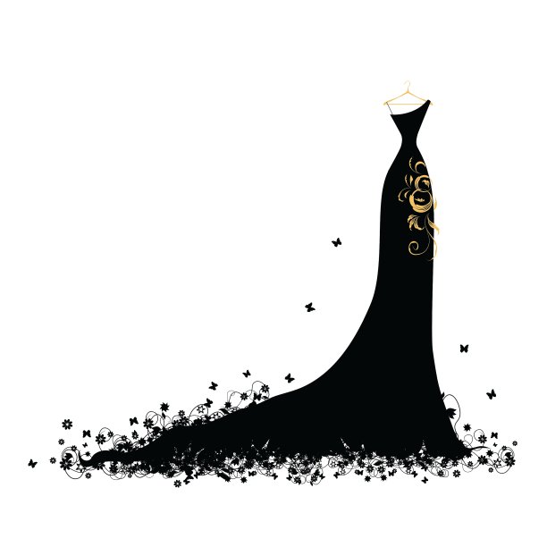 挂在衣架上的黑色晚礼服图片下载