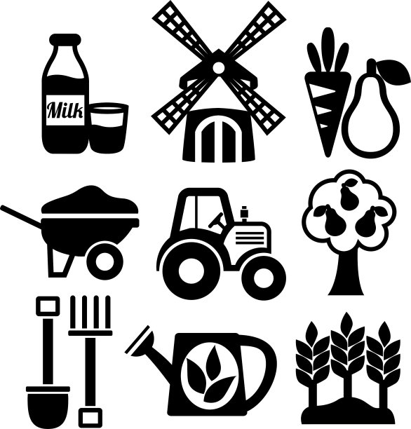农业收获和农业图标集图片下载