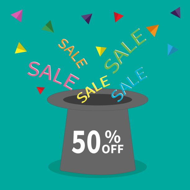 魔术帽50大减价背景大减价图片下载