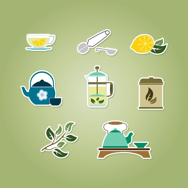 配有茶道和配件图标图片下载