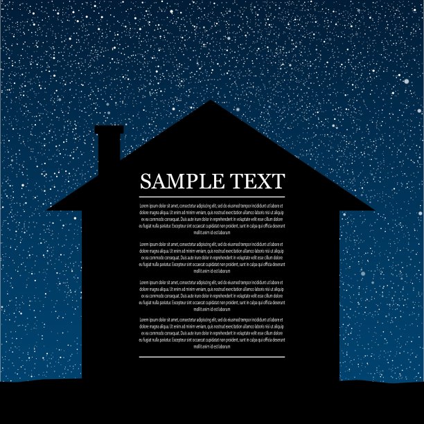 星星天空上房子的轮廓图片下载