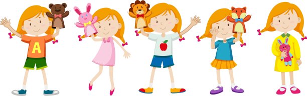 女孩和许多木偶娃娃图片下载