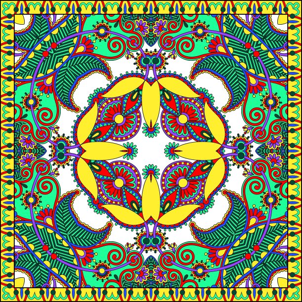 传统的装饰性佩斯利花大手帕图片下载