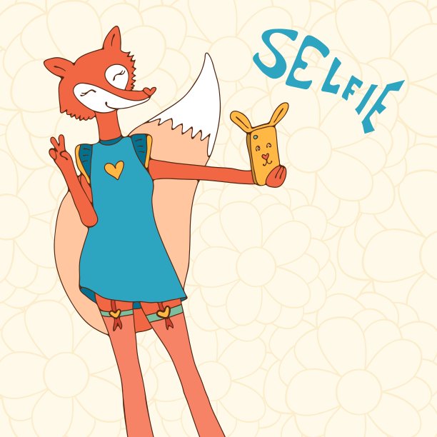 性感的狐狸在智能手机上自拍图片下载