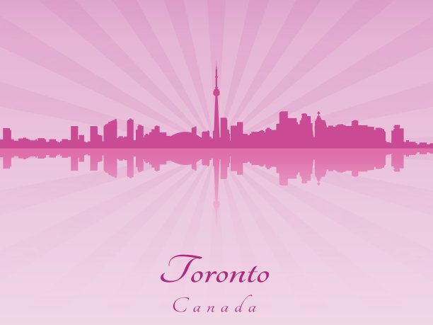 多伦多的天际线在紫色的光芒兰花图片下载