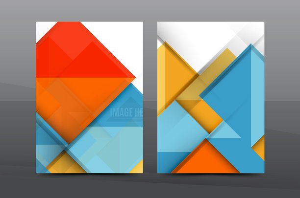 方形和三角形年度报告封面模板图片下载