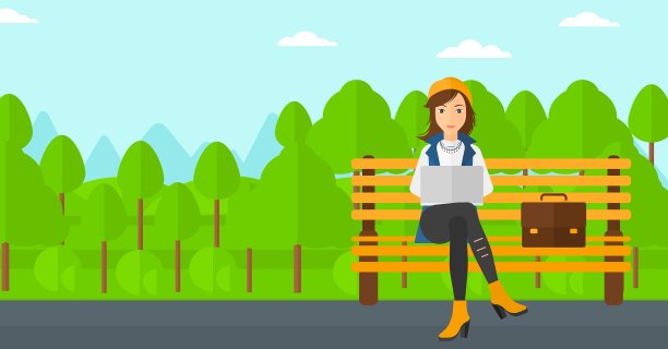 用笔记本电脑工作的女性图片下载