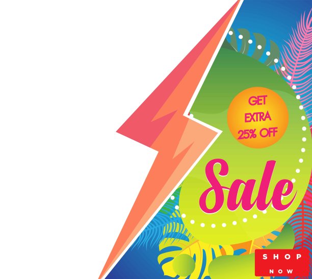 集销售标签旗帜时尚的平面几何矢量横幅。图片下载